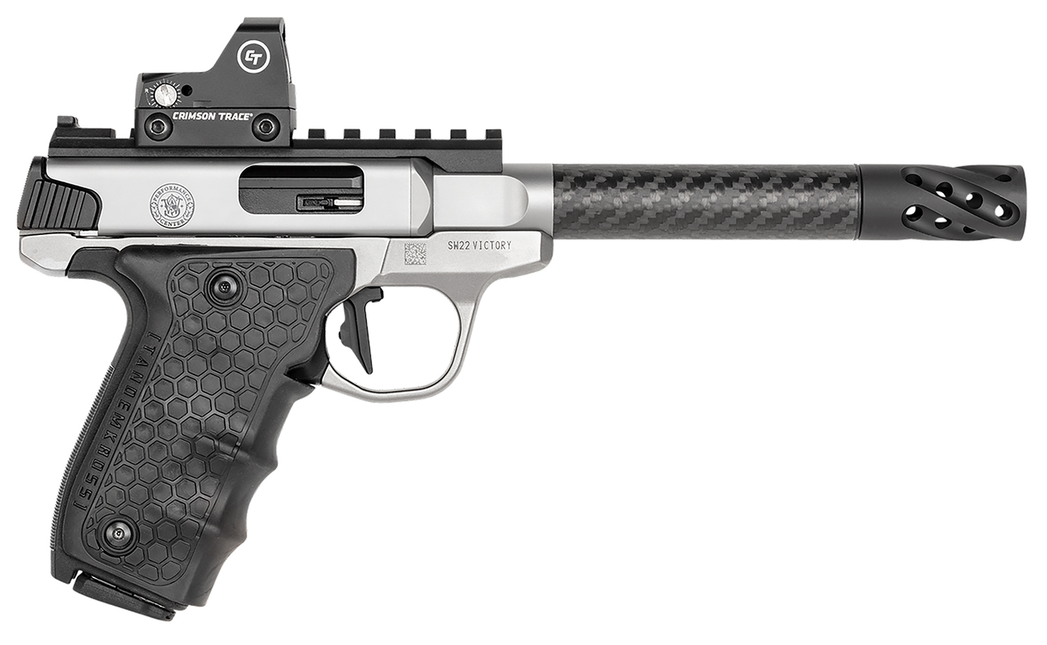 Smith & Wesson Performance Center SW22 Victory, .22 LR Pistol, 6" Barrel, Satin Stainless, Carbon-Fiber Barrel, Red Dot, 10+1 Capacity