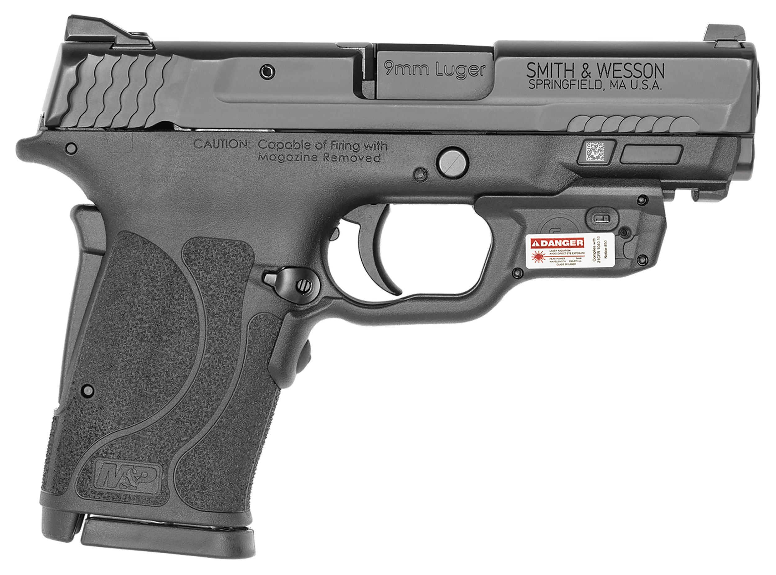 Smith & Wesson M&P9 Shield EZ M2.0, 9mm Pistol, 3.67" Barrel, Black, No Thumb Safety, Crimson Trace Laser, 8+1 Capacity