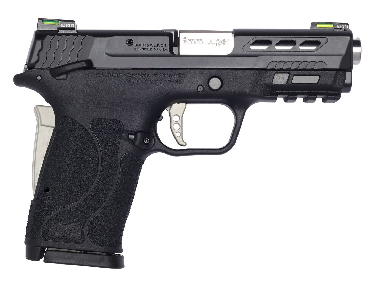 Smith & Wesson Performance Center M&P9 Shield EZ M2.0, 9mm Pistol, 3.8" Barrel, Silver, Thumb Safety, 8+1 Capacity