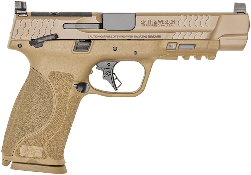 Smith & Wesson M&P9 M2.0, 9mm Pistol, 5" Barrel, FDE, Thumb Safety, 17+1 Capacity