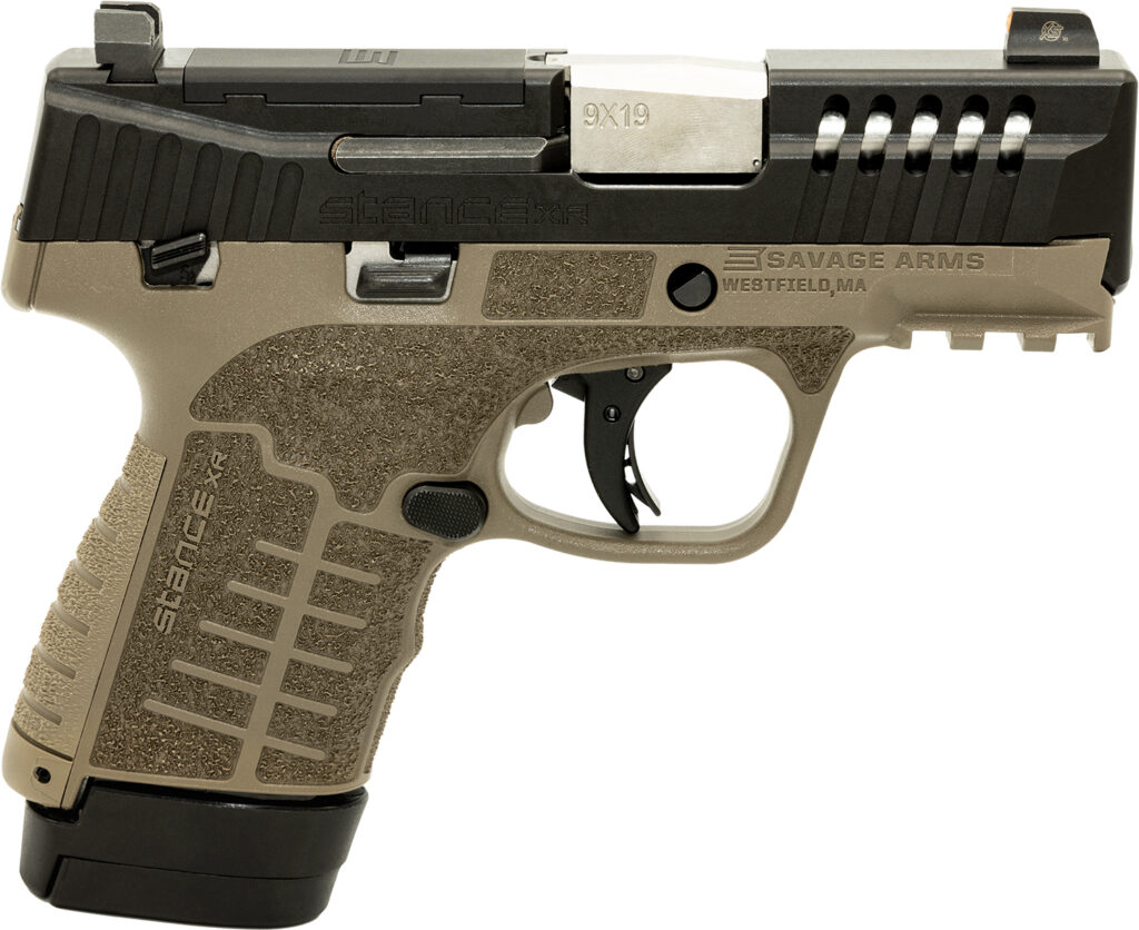 Savage Arms Stance XR 9mm Luger Pistol, 3.2" Barrel, FDE, Manual Safety, Night Sights