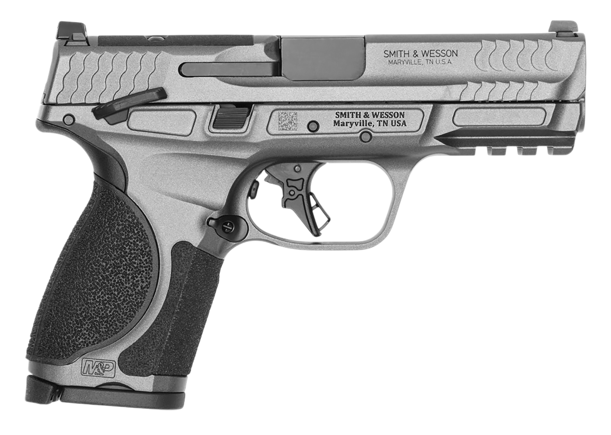 Smith & Wesson M&P9 M2.0 Metal Compact, 9mm Pistol, 4" Barrel, Tungsten Gray, Thumb Safety, CA Compliant, 10+1 Capacity