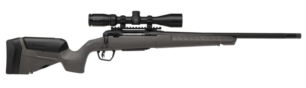 Savage Arms 110 Trailblazer XP .243 Win Rifle, 20" Barrel, Gray Trophy Stock With LOP Adjustment