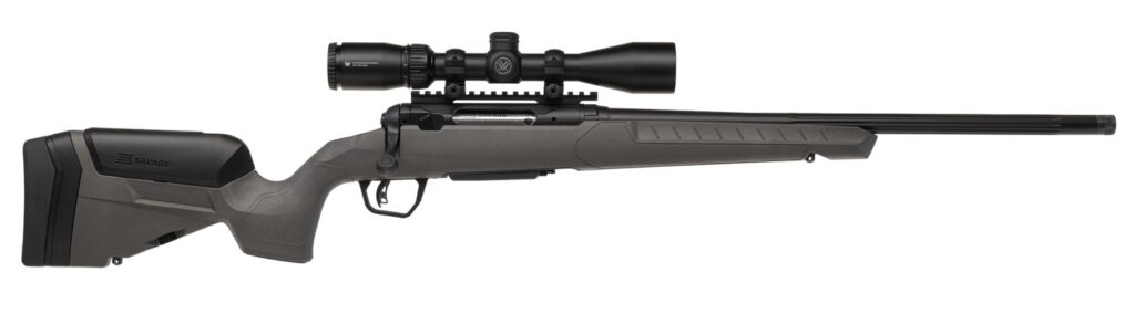 Savage Arms 110 Trailblazer XP .450 Bushmaster Rifle, 20" Barrel, Gray Trophy Stock With LOP Adjustment