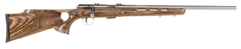 Savage Arms 93R17 Btvss .17 HMR Rifle, 21" Barrel, Brown Laminate/Vented Thumbhole Stock