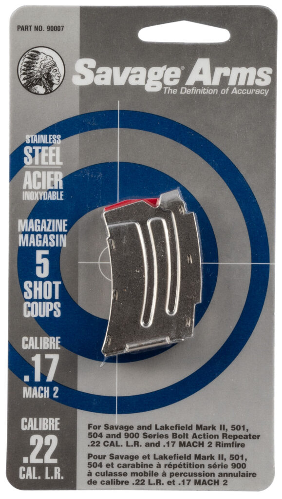Savage Arms Mark II Magazine, .22 LR/.17 Mach 2/.21 Sharp, 5-Round, Stainless