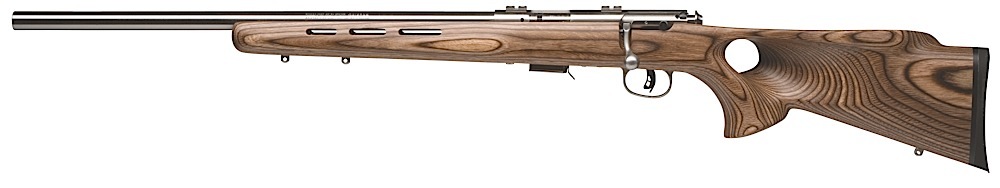 Savage Arms 93R17 Btvlss Left-Hand .17 HMR Rifle, 21" Barrel, Brown Laminate/Vented Thumbhole
