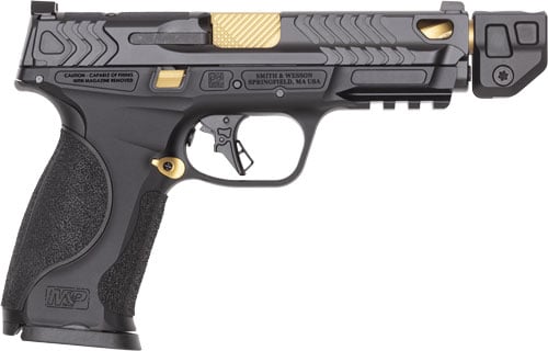 Smith & Wesson Performance Center M&P9 M2.0 Metal, 9mm Pistol, 4.869" Barrel, Black/Gold PVD, No Thumb Safety, 23+1 Capacity