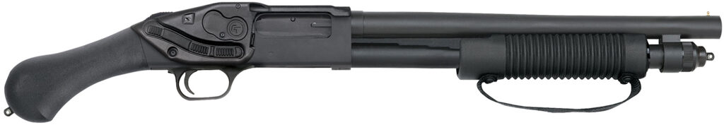 Mossberg 590 Shockwave, 12 Gauge Pump-Action Firearm, 14", Crimson Trace LaserSaddle, Matte Blue/Black Synthetic, 5-Round