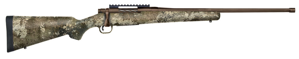 Mossberg Patriot Predator, .22-250 Rem Bolt-Action Rifle, 22", Threaded Barrel, Brown Cerakote/Strata Camo, 5+1