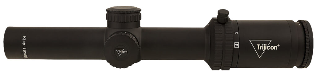 Trijicon Credo 1-4×24 SFP Riflescope, Green MRAD Ranging Reticle, Matte Black - side view
