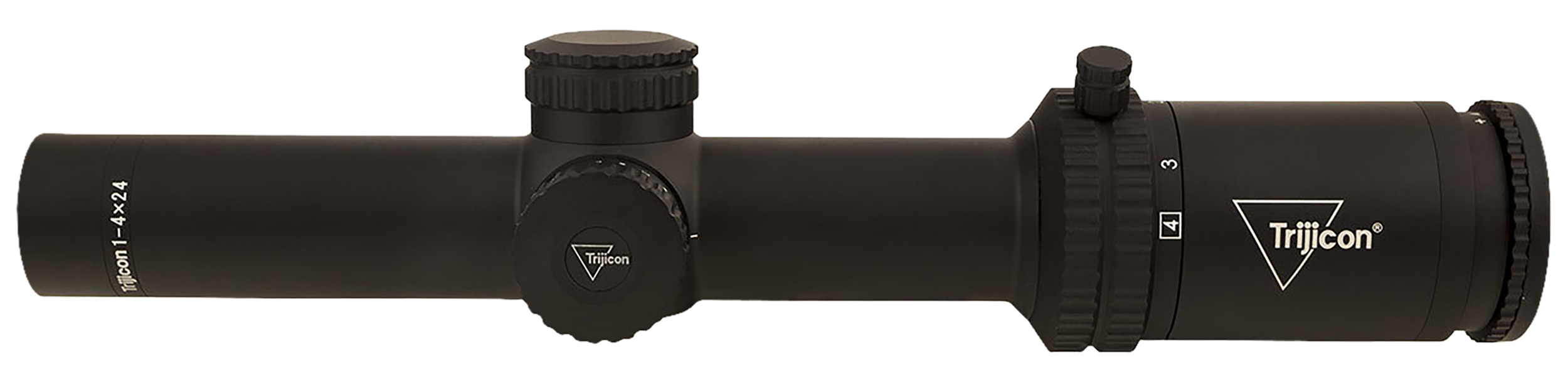Trijicon Credo 1-4×24 SFP Riflescope, Green MRAD Ranging Reticle, Matte Black - side view