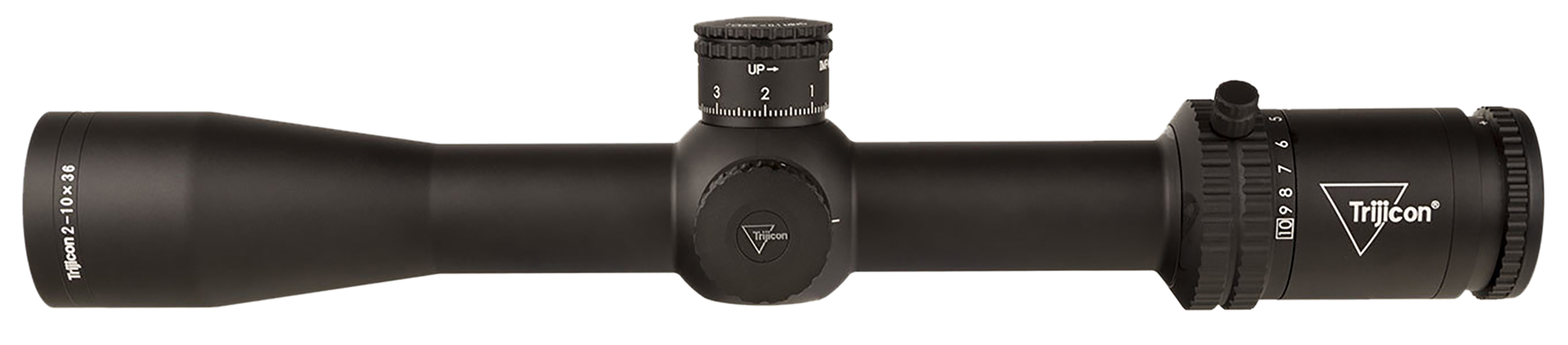 Trijicon Credo 2-10×36 FFP Riflescope, Red MRAD Precision Tree Reticle, Matte Black - side view