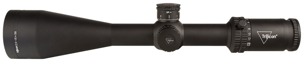 Trijicon Credo 2.5-15×56 SFP Riflescope, Red MRAD Center Dot Reticle, Matte Black - side view