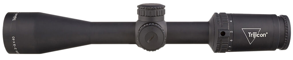 Trijicon Credo 3-9×40 SFP Riflescope, Green MOA Precision Hunter Reticle, Matte Black - side view