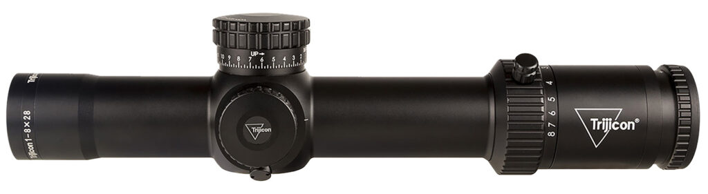 Trijicon Credo HX 1-8×28 FFP Riflescope, Red/Green MOA Segmented Circle Reticle, Satin Black