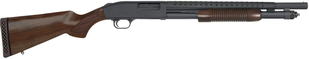 Mossberg 590 Retrograde, 12 Gauge Pump-Action Shotgun, 18.5", Blued/Walnut, 6+1