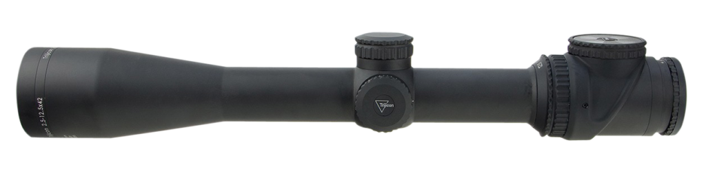 Trijicon AccuPoint 2.5-12.5×42 Riflescope, Mil-Dot Reticle, Green Dot, Matte Black - scope exterior view