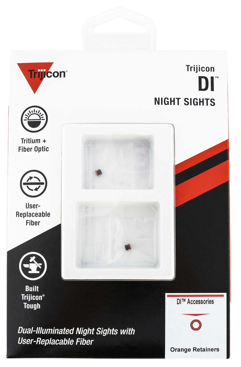 Trijicon DI Night Sight Replacement Retainer Pack, Orange - retail packaging