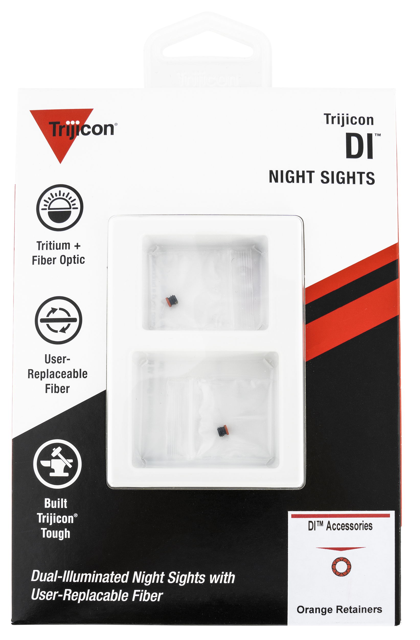 Trijicon DI Night Sight Replacement Retainer Pack, Orange - retail packaging
