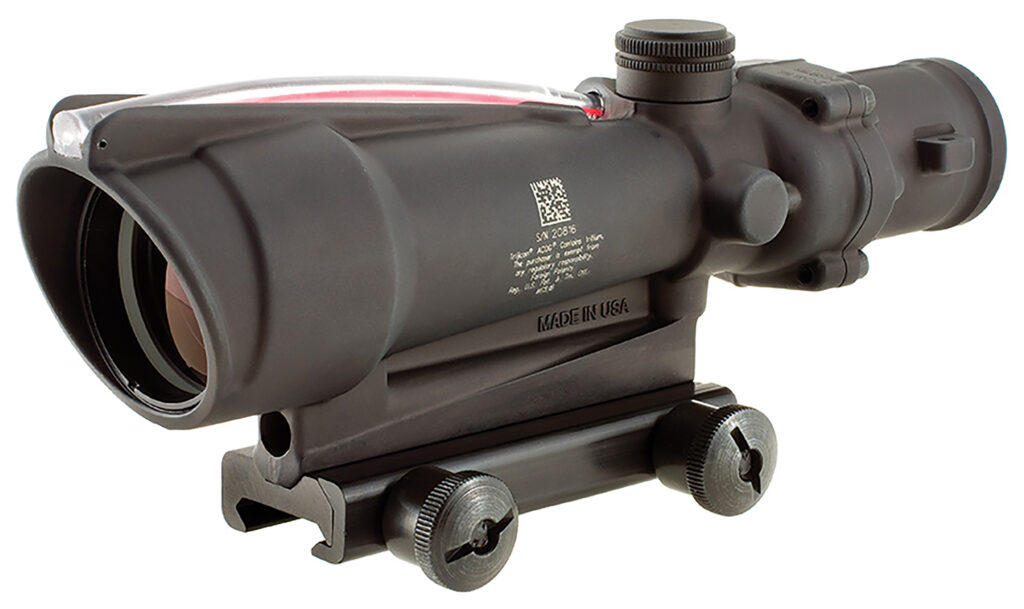 Trijicon ACOG TA11F 3.5×35 Riflescope, Red .223 Chevron Reticle, TA51 Mount, Black