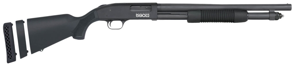 Mossberg 590S Super Bantam, 12 Gauge Pump-Action Shotgun, 18.5", Magpul Furniture, Optic-Ready, Matte Blue/Black Synthetic, 5-Round
