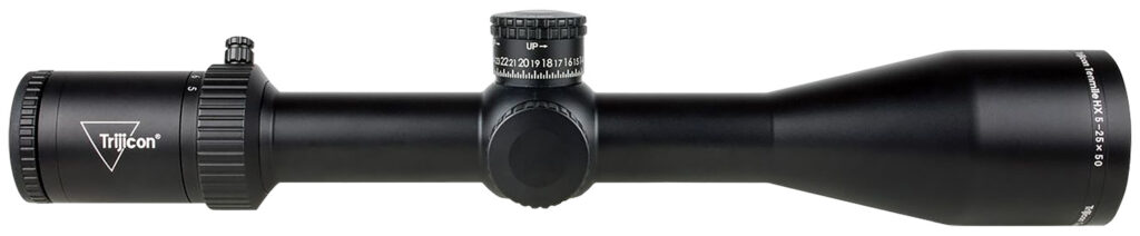 Trijicon Tenmile HX 5-25×50 FFP Riflescope, Red/Green MOA Ranging Reticle, Satin Black, side view