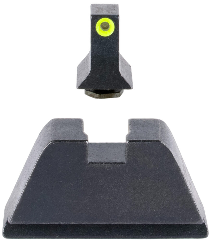 Trijicon Suppressor/Optic Height Sight Set for Standard-Frame Glock, Yellow-Outline Green Tritium Front, Non-Tritium Rear