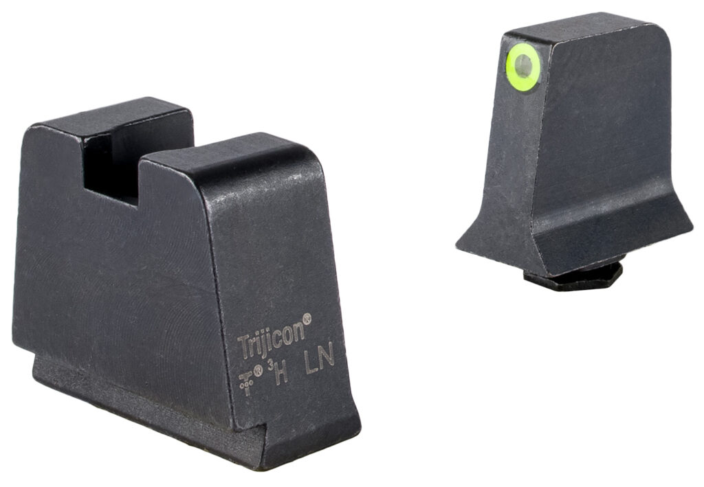Trijicon Suppressor/Optic Height Sight Set for Glock 42/43/43X/48, Yellow-Outline Green Tritium Front, Non-Tritium Rear