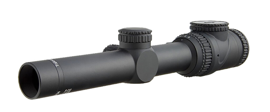 Trijicon AccuPoint 1-6×24 Riflescope, Red Triangle Post Reticle, Matte Black - scope exterior view