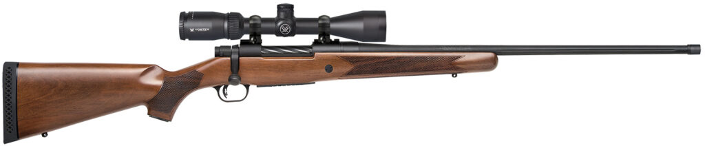 Mossberg Patriot Walnut Vortex Scoped Combo, 7mm PRC Bolt-Action Rifle, 24", Threaded Barrel, Blued/Walnut, 3+1