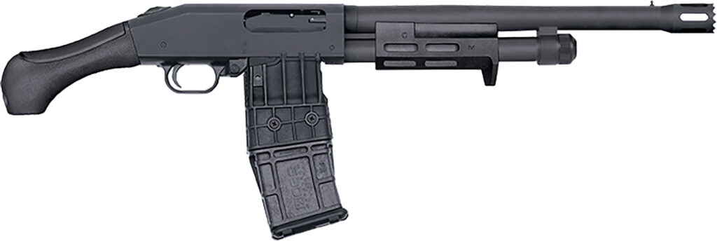 Mossberg 590M Stand-Off, 12 Gauge Pump-Action Firearm, 14", Matte Blue/Black Synthetic, 10+1
