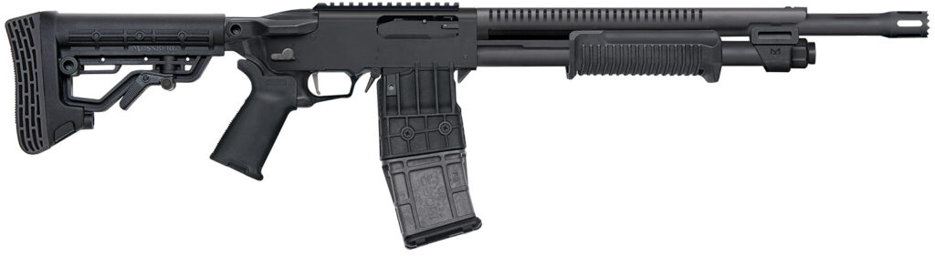Mossberg 590RM Stand-Off, 12 Gauge Pump-Action Shotgun, 18.5", Magpul Furniture, Matte Blue/Black Synthetic, 10+1