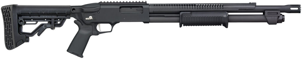 Mossberg 590R Stand-Off, 12 Gauge Pump-Action Shotgun, 18.5", Matte Blue/Black Synthetic, 10+1