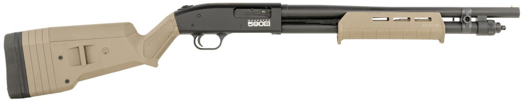 Mossberg 590S Magpul, 12 Gauge Pump-Action Shotgun, 18", Optic-Ready, FDE/Black Synthetic, 9-Round