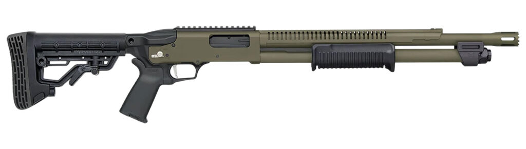 Mossberg 590R Stand-Off, 12 Gauge Pump-Action Shotgun, 18.5", OD Green/Black Synthetic, 6+1
