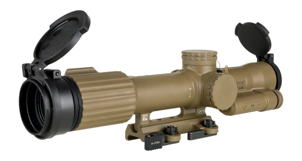 Trijicon VCOG 1-8×28 FFP Riflescope, Red MRAD Segmented Circle Reticle, Flat Dark Earth - exterior view