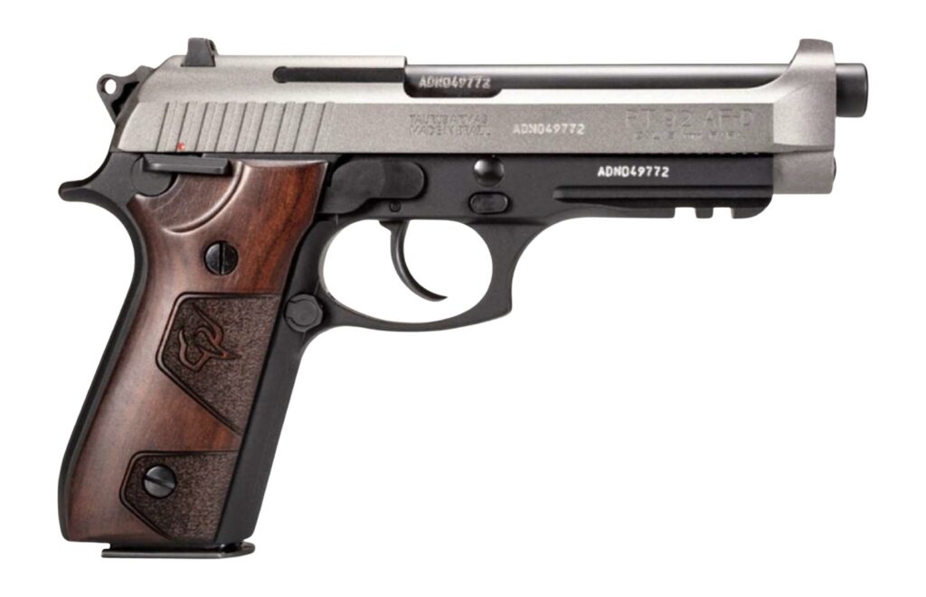 Taurus 92, 9mm Pistol, 5" Barrel, Black/Tungsten, Wood Grips, 17+1