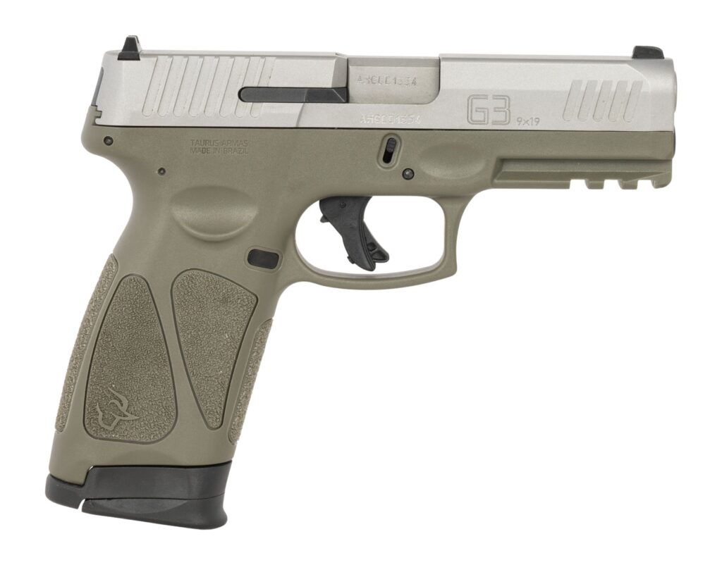 Taurus G3, 9mm Pistol, 4" Barrel, Olive Green/Stainless Steel, 17+1