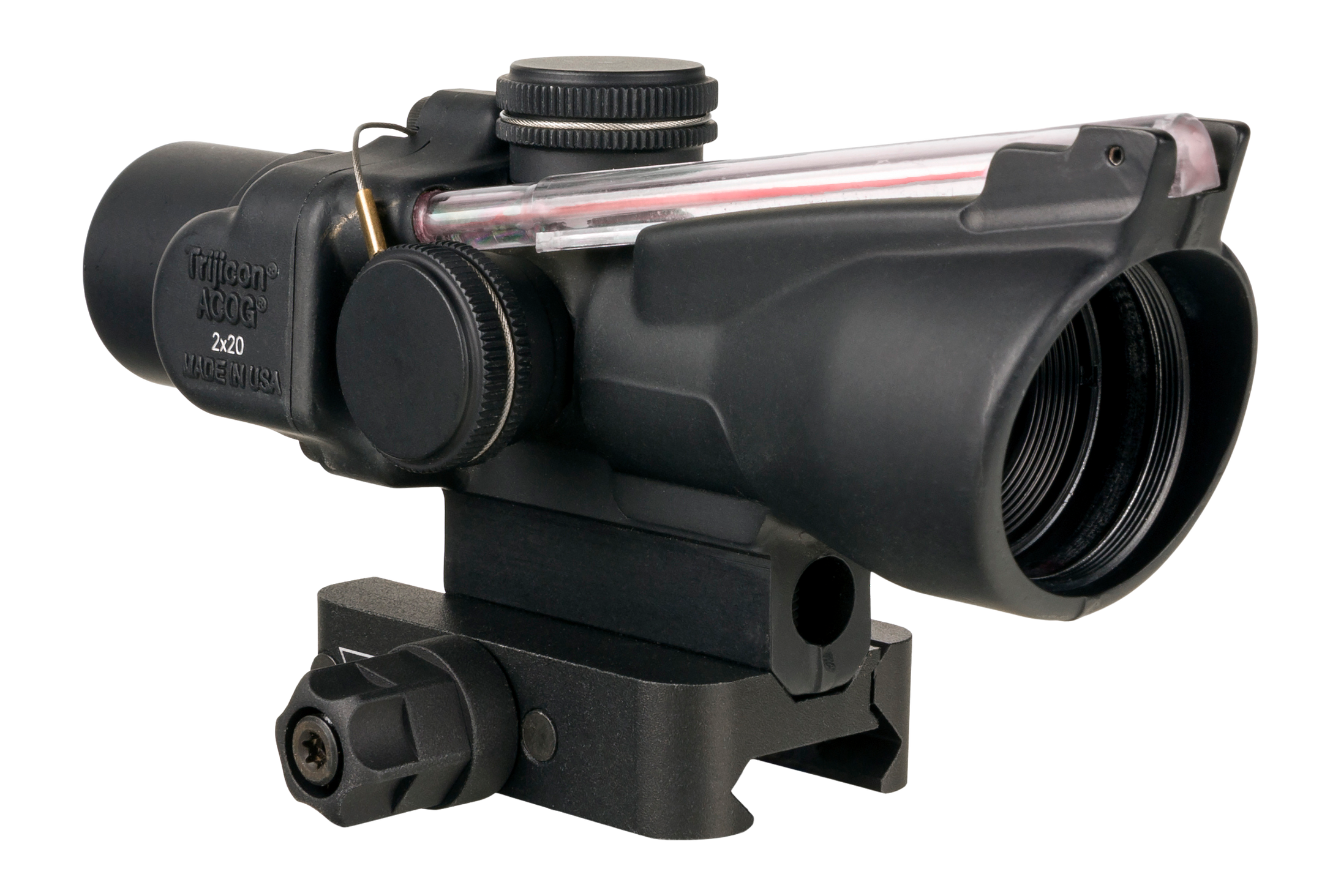 Trijicon Compact ACOG 2x20 Riflescope, Red RTR 9mm Reticle, Black (TA47-C-400410) - front three-quarter product image