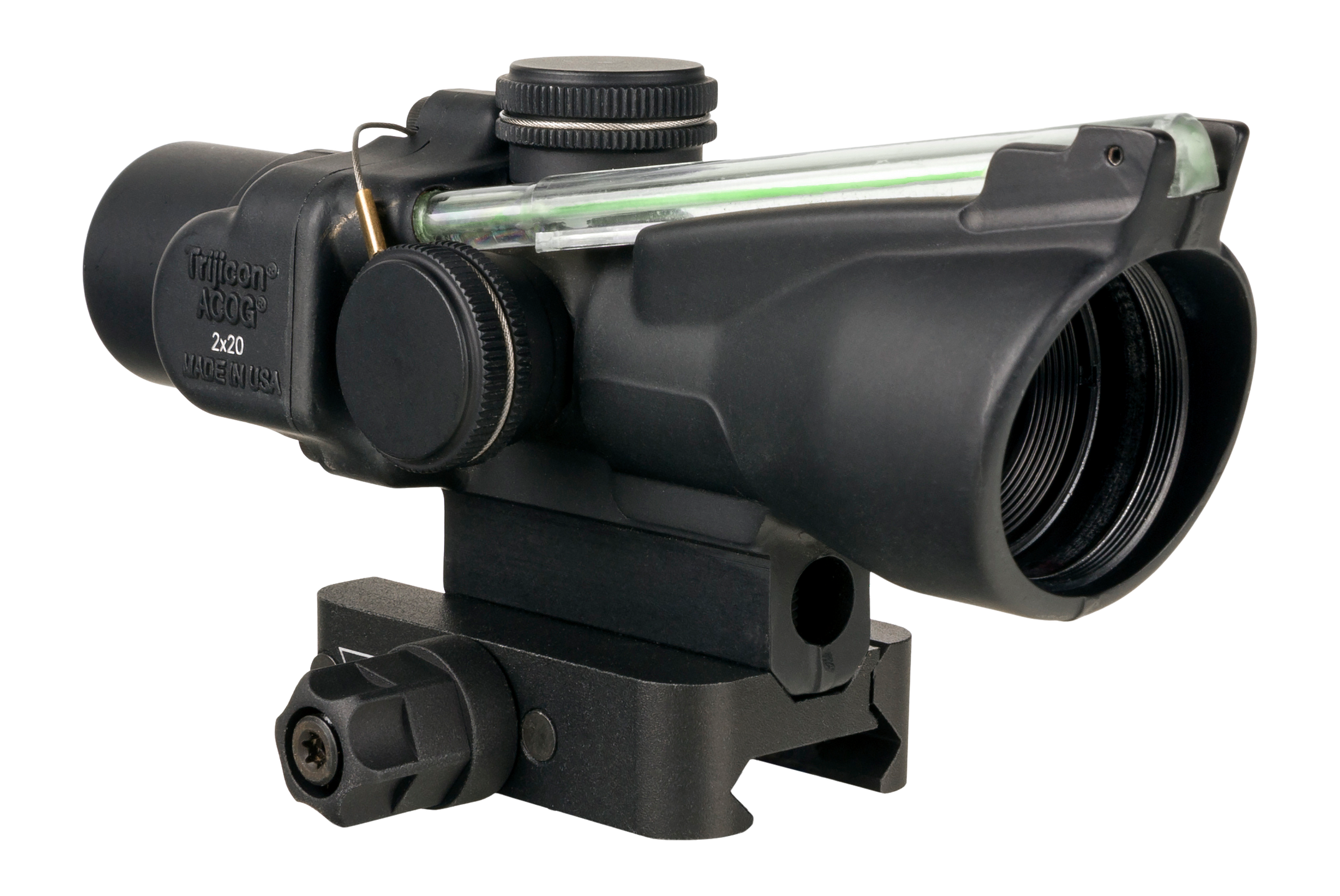 Trijicon Compact ACOG 2x20 Riflescope, Green RTR 9mm Reticle, Black (TA47-C-400412) - front three-quarter product image