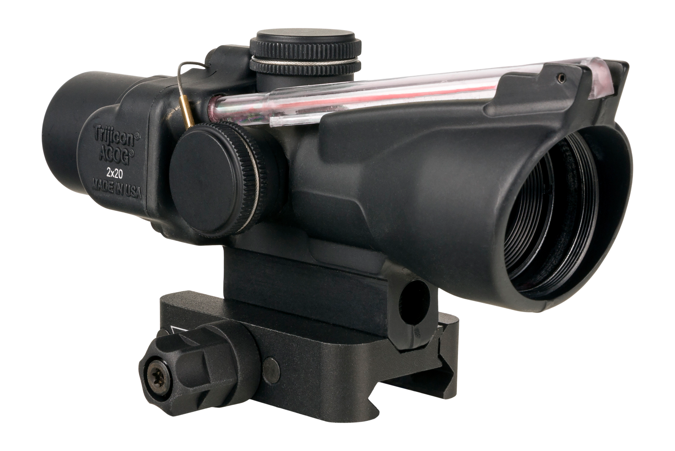 Trijicon Compact ACOG 2x20 Riflescope, Red RTR Reticle, Black (TA47-C-400414) - front three-quarter product image