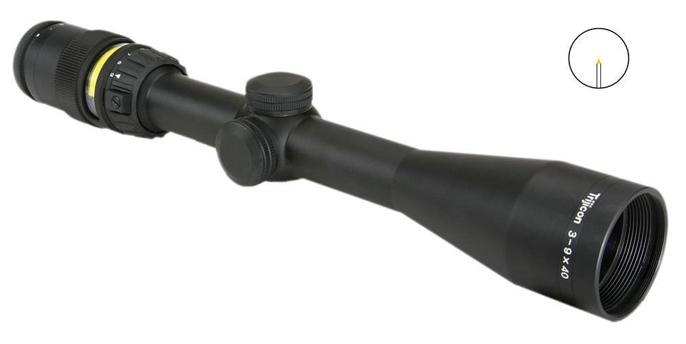 Trijicon AccuPoint 3-9×40 Riflescope, Amber Triangle Post Reticle, Matte Black - scope with reticle inset