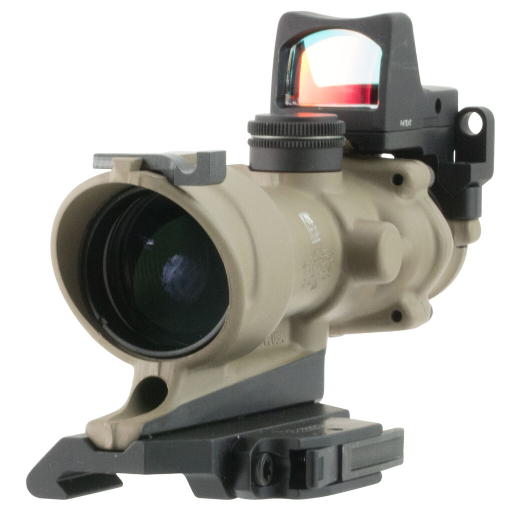 Trijicon ACOG ECOS 4×32 Riflescope with RMR Type 2, Amber 5.56 Crosshair Reticle, Quick-Release Mount, Flat Dark Earth