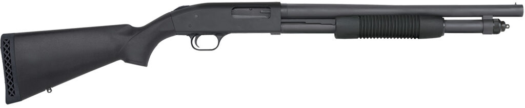 Mossberg 590 Tactical, 12 Gauge Pump-Action Shotgun, 18.5", Bead Sight, Matte Blue/Black Synthetic, 6-Round