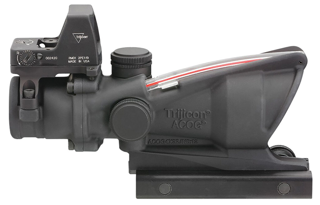 Trijicon ACOG 4×32 Riflescope with RMR Type 2, Red .223 Crosshair Reticle, 3.25 MOA Red Dot, Black