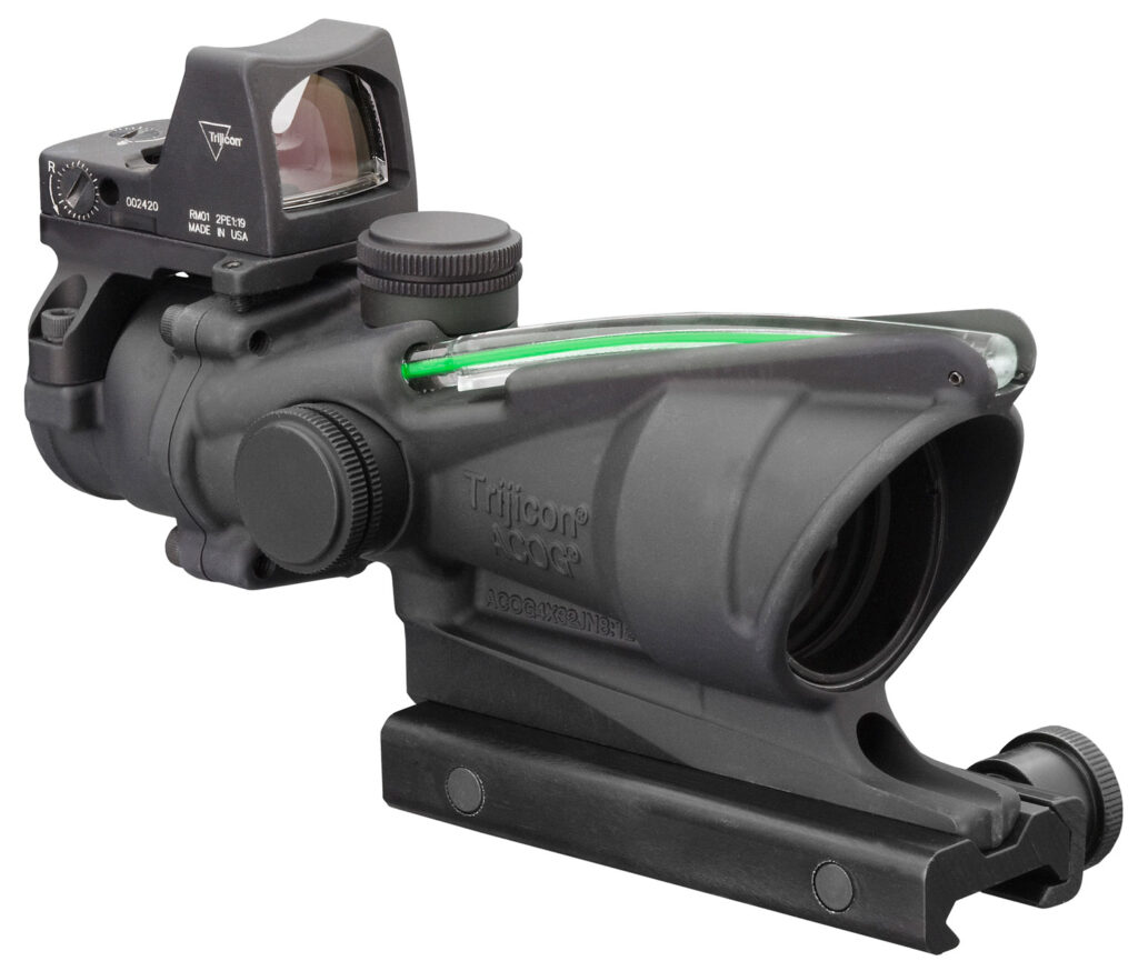 Trijicon ACOG 4×32 Riflescope with RMR Type 2, Green .223 Crosshair Reticle, 3.25 MOA Red Dot, Black