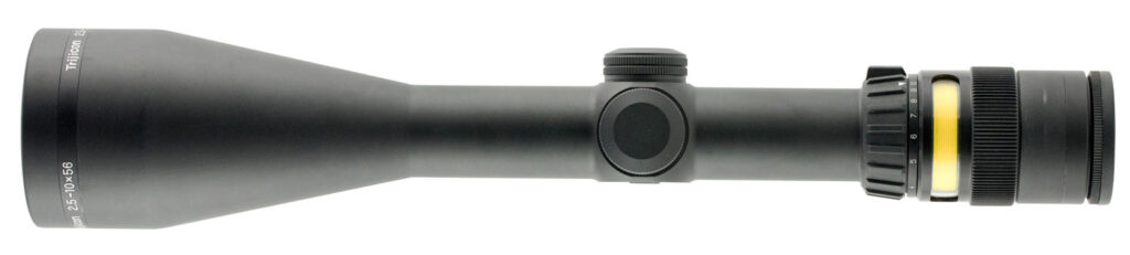 Trijicon AccuPoint 2.5-10×56 Riflescope, Duplex Reticle, Amber Dot, Matte Black - scope exterior view