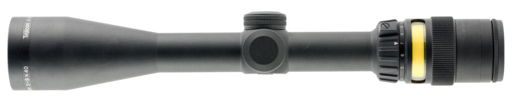 Trijicon AccuPoint 3-9×40 Riflescope, Mil-Dot Reticle, Amber Dot, Matte Black - scope exterior view