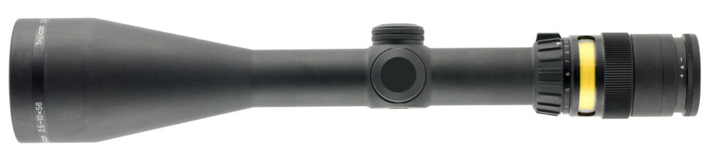 Trijicon AccuPoint 2.5-10×56 Riflescope, Mil-Dot Reticle, Amber Dot, Matte Black - scope exterior view